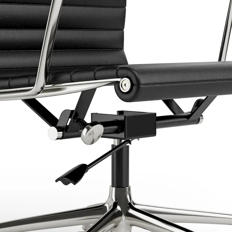 Low Back Genuine Leather Ergonomic Computer Ribbed Office Chair - N/A