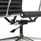 Low Back Genuine Leather Ergonomic Computer Ribbed Office Chair - N/A