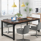 70.87 Large Computer Office Desk, Conference Table Rustic Brown