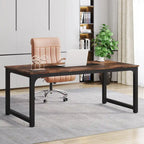 70.87 Large Computer Office Desk, Conference Table Rustic Brown