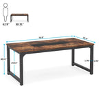 70.87 Large Computer Office Desk, Conference Table Rustic Brown