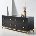 4-Drawer Dresser with Gold Accents - White/Taupe/Black