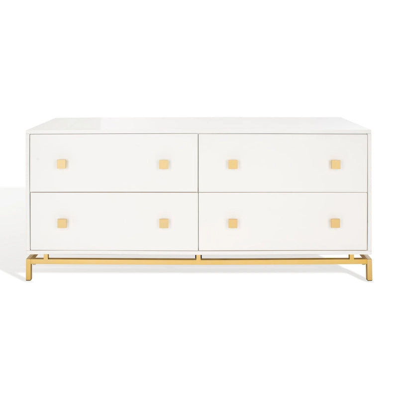 4-Drawer Dresser with Gold Accents - White/Taupe/Black