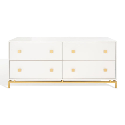 4-Drawer Dresser with Gold Accents - White/Taupe/Black