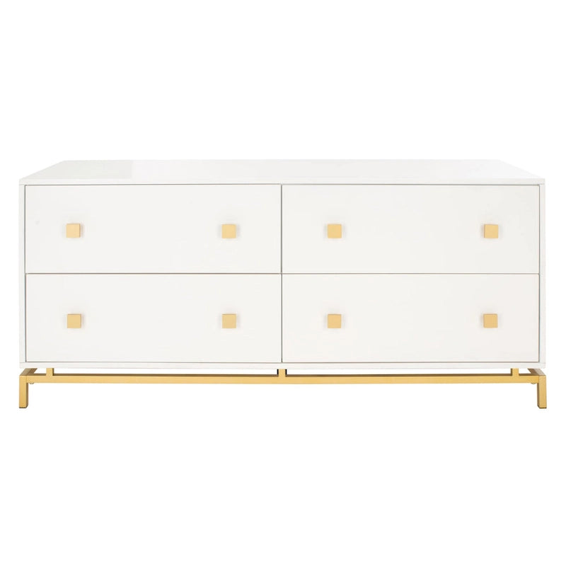 4-Drawer Dresser with Gold Accents - White/Taupe/Black
