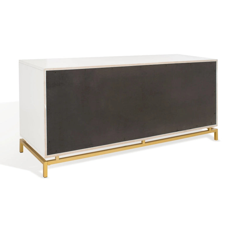 4-Drawer Dresser with Gold Accents - White/Taupe/Black