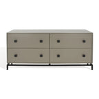 4-Drawer Dresser with Gold Accents - White/Taupe/Black
