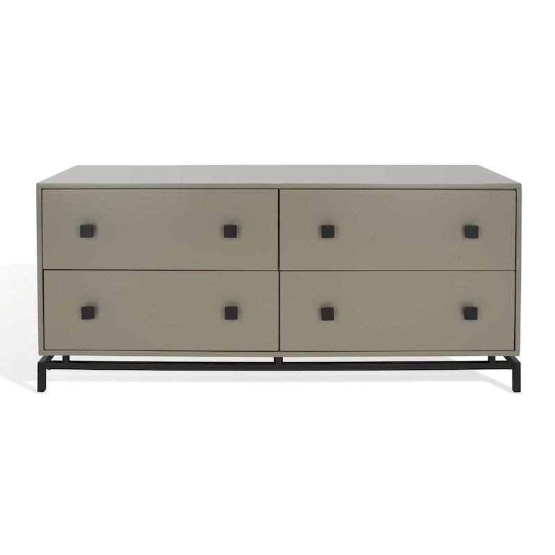 4-Drawer Dresser with Gold Accents - White/Taupe/Black