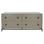 4-Drawer Dresser with Gold Accents - White/Taupe/Black