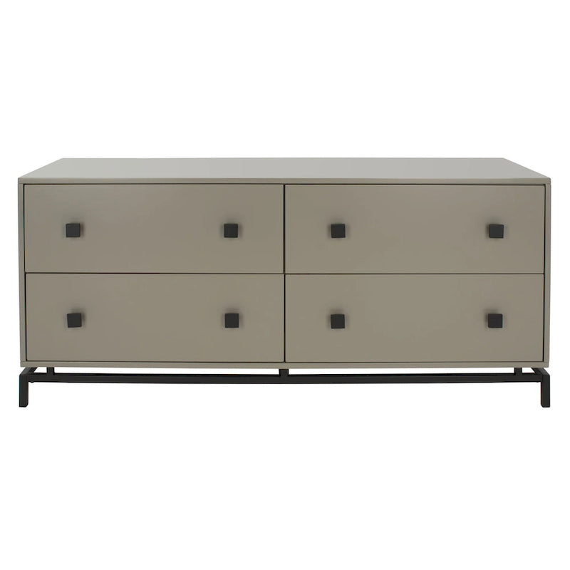 4-Drawer Dresser with Gold Accents - White/Taupe/Black