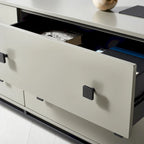 4-Drawer Dresser with Gold Accents - White/Taupe/Black