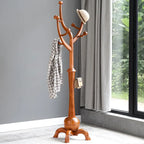 Tree-branch Rubberwood Freestanding Coat Rack with 8 Hooks - 24.5W x 70.87H