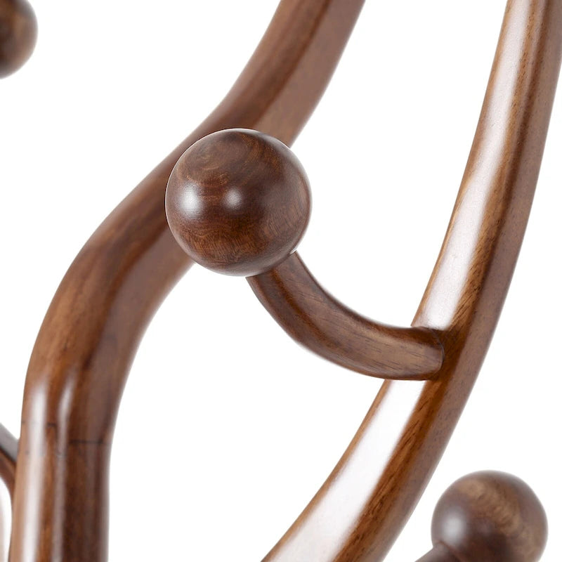 Tree-branch Rubberwood Freestanding Coat Rack with 8 Hooks - 24.5W x 70.87H