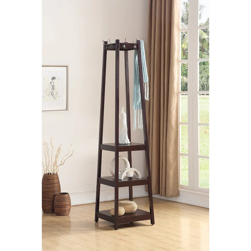 Roundhill Furniture Vassen 3-tier Storage Shelf Standing Coat Rack