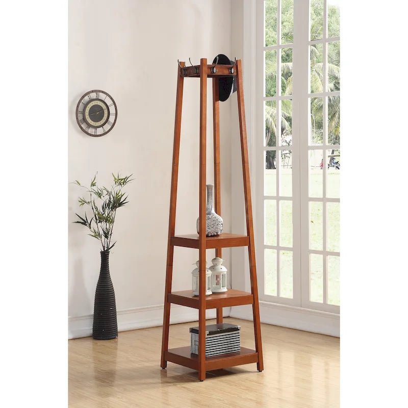 Roundhill Furniture Vassen 3-tier Storage Shelf Standing Coat Rack