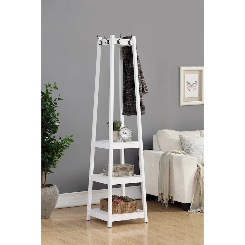 Roundhill Furniture Vassen 3-tier Storage Shelf Standing Coat Rack