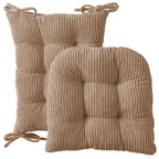 Sweet Home Collection 2 Piece Velvet Ribbed Non Slip Rocking Chair Cushion Sets