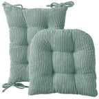 Sweet Home Collection 2 Piece Velvet Ribbed Non Slip Rocking Chair Cushion Sets