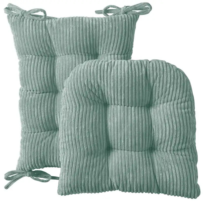 Sweet Home Collection 2 Piece Velvet Ribbed Non Slip Rocking Chair Cushion Sets