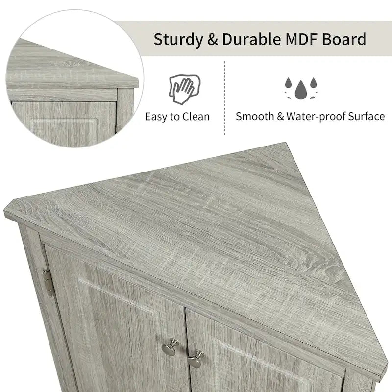 Triangle Corner Kitchen Bathroom Storage Cabinet w/Adjustable Shelves