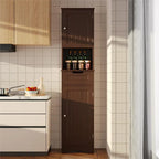 67 Tall Bathroom Narrow Linen Cabinet, 5 Tiers Solid Wood Freestanding Storage Cabinet