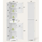67 Tall Bathroom Narrow Linen Cabinet, 5 Tiers Solid Wood Freestanding Storage Cabinet