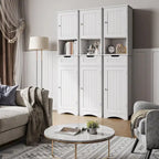 67 Tall Bathroom Narrow Linen Cabinet, 5 Tiers Solid Wood Freestanding Storage Cabinet