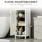 kleankin Tall Bathroom Storage Cabinet, Freestanding Tower Cabinet with 3 Open Shelves and Adjustable Shelf, Antique White