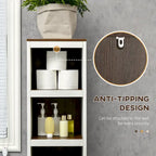 kleankin Tall Bathroom Storage Cabinet, Freestanding Tower Cabinet with 3 Open Shelves and Adjustable Shelf, Antique White