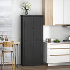 HOMCOM Freestanding Modern 4 Door Kitchen Pantry, Storage Cabinet Organizer with 6-Tier Shelves, and 4 Adjustable Shelves