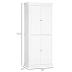 HOMCOM Freestanding Modern 4 Door Kitchen Pantry, Storage Cabinet Organizer with 6-Tier Shelves, and 4 Adjustable Shelves