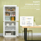 HOMCOM Freestanding Modern 4 Door Kitchen Pantry, Storage Cabinet Organizer with 6-Tier Shelves, and 4 Adjustable Shelves