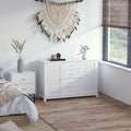 HOMCOM 47 Modern Storage Cabinet Buffet Sideboard with Drawers and Louvered Doors- White - 47.25 W x 15.75 D x 31.5 H