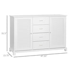 HOMCOM 47 Modern Storage Cabinet Buffet Sideboard with Drawers and Louvered Doors- White - 47.25 W x 15.75 D x 31.5 H