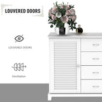HOMCOM 47 Modern Storage Cabinet Buffet Sideboard with Drawers and Louvered Doors- White - 47.25 W x 15.75 D x 31.5 H