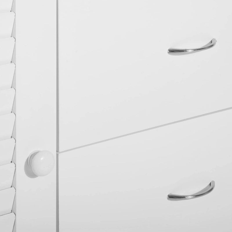 HOMCOM 47 Modern Storage Cabinet Buffet Sideboard with Drawers and Louvered Doors- White - 47.25 W x 15.75 D x 31.5 H