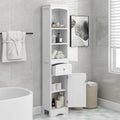 Modern White Bathroom Storage Cabinet with Adjustable Shelf,Drawer - 13.4L x 9.1W x 66.9H