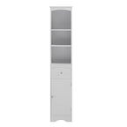 Modern White Bathroom Storage Cabinet with Adjustable Shelf,Drawer - 13.4L x 9.1W x 66.9H