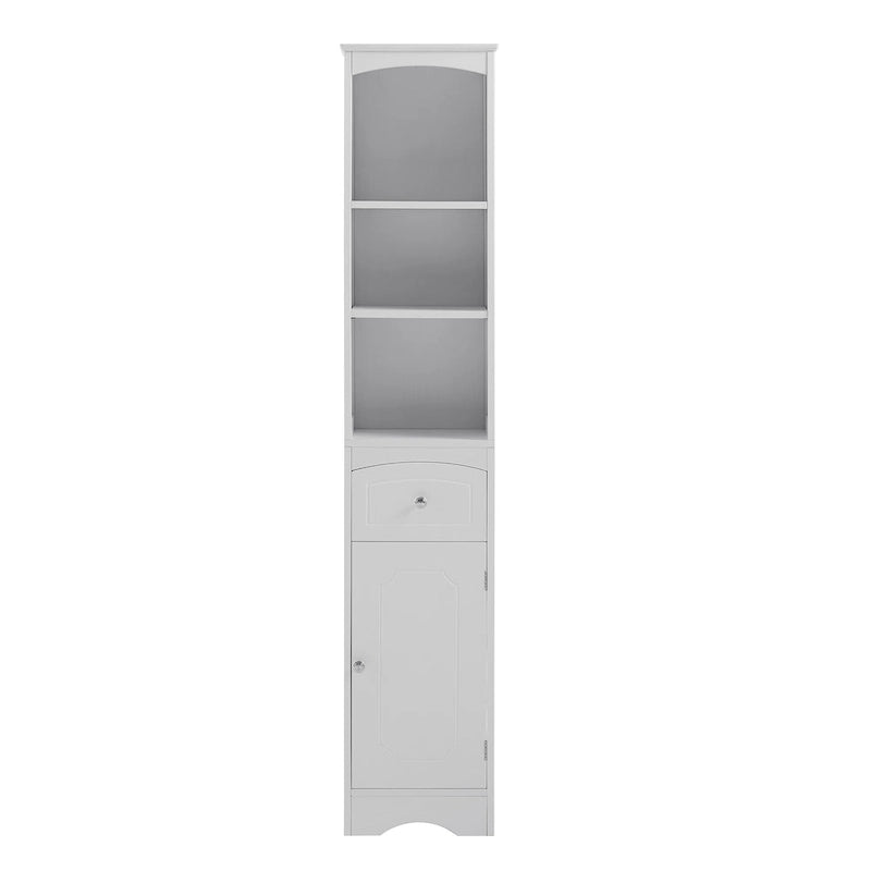 Modern White Bathroom Storage Cabinet with Adjustable Shelf,Drawer - 13.4L x 9.1W x 66.9H