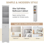 Modern White Bathroom Storage Cabinet with Adjustable Shelf,Drawer - 13.4L x 9.1W x 66.9H
