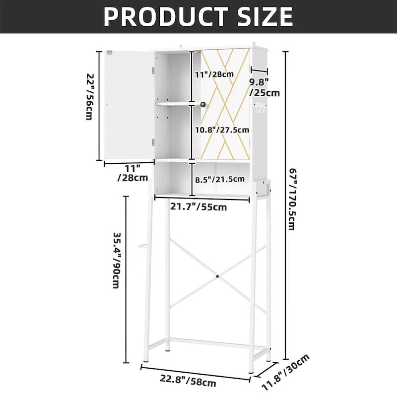 Moasis 67 Tall Toilet Storage Rack Over The Toilet with Metal Base