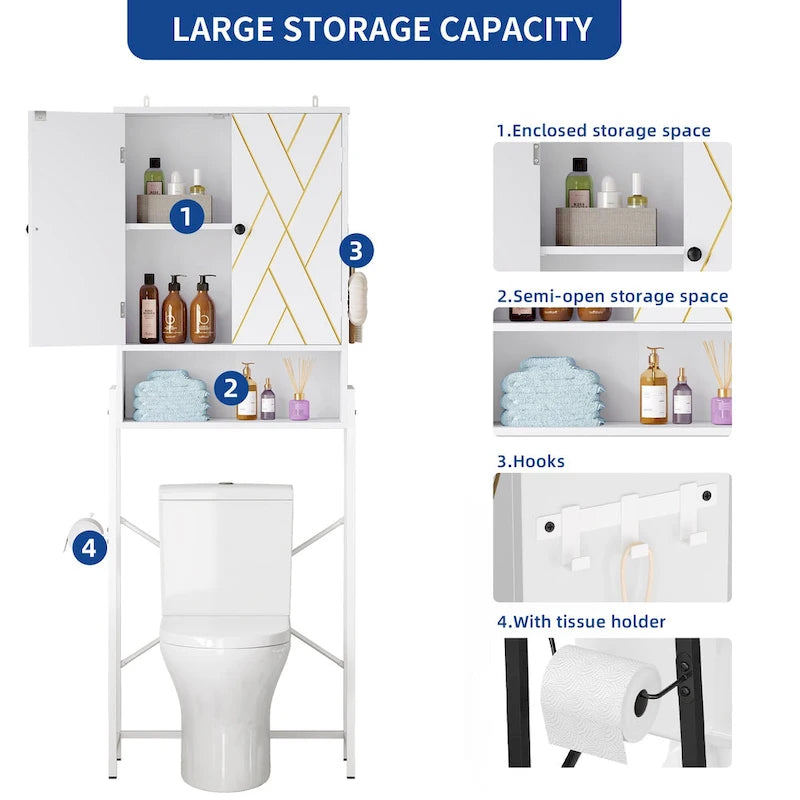 Moasis 67 Tall Toilet Storage Rack Over The Toilet with Metal Base