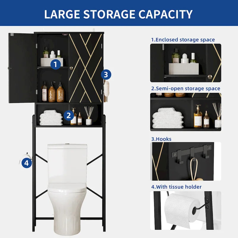 Moasis 67 Tall Toilet Storage Rack Over The Toilet with Metal Base