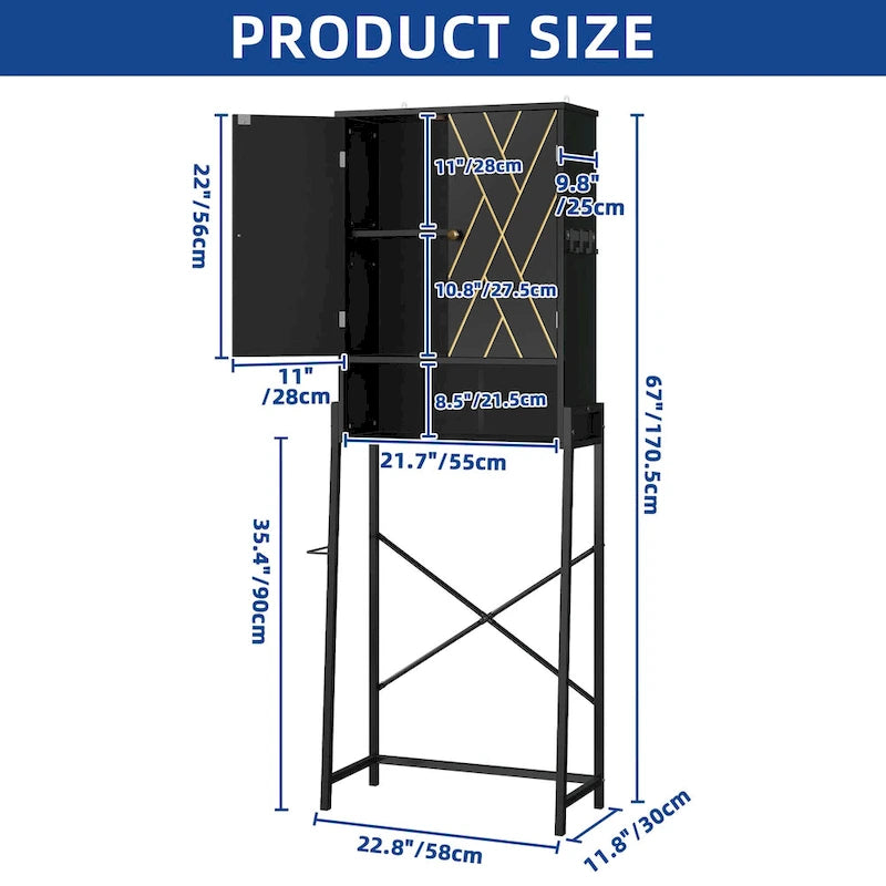 Moasis 67 Tall Toilet Storage Rack Over The Toilet with Metal Base