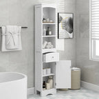 66 H Tall Bathroom Storage Cabinet with Drawer & Adjustable Shelves
