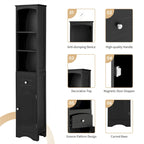66 H Tall Bathroom Storage Cabinet with Drawer & Adjustable Shelves