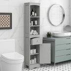 66 H Tall Bathroom Storage Cabinet with Drawer & Adjustable Shelves