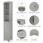 66 H Tall Bathroom Storage Cabinet with Drawer & Adjustable Shelves