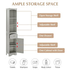66 H Tall Bathroom Storage Cabinet with Drawer & Adjustable Shelves