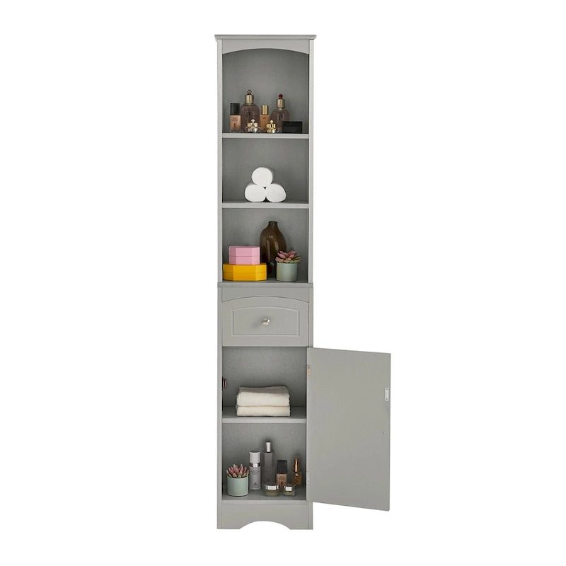 66 H Tall Bathroom Storage Cabinet with Drawer & Adjustable Shelves